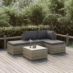 vidaXL 5-delige Loungeset met kussens poly rattan grijs, Tuin en Terras, Tuinsets en Loungesets, Verzenden, Nieuw, Rotan, Loungeset