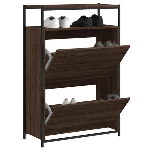 vidaXL Schoenenkast 75x34x112 cm bewerkt hout bruin, Huis en Inrichting, Kasten | Schoenenrekken, Nieuw, Verzenden