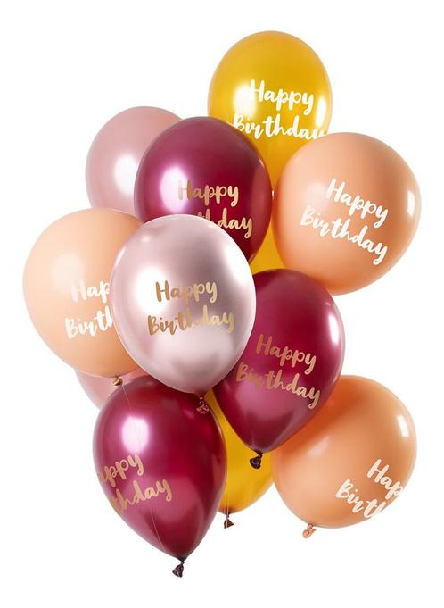 Happy Birthday Ballonnnen Roze 30cm 12st, Hobby en Vrije tijd, Feestartikelen, Nieuw, Verzenden