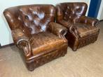 Prachtige Set Chesterfield Fauteuils Cognac Bruin., Gebruikt, Eenpersoons, Ophalen of Verzenden, Chesterfield 