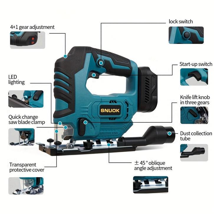 Decoupeerzaag - Met 1 Accus - 3000Mah - Blauw - SNOK •, Doe-het-zelf en Verbouw, Gereedschap | Zaagmachines, Zo goed als nieuw