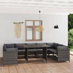 vidaXL 10-delige Loungeset met kussens poly rattan grijs, Verzenden, Nieuw, Rotan, Loungeset