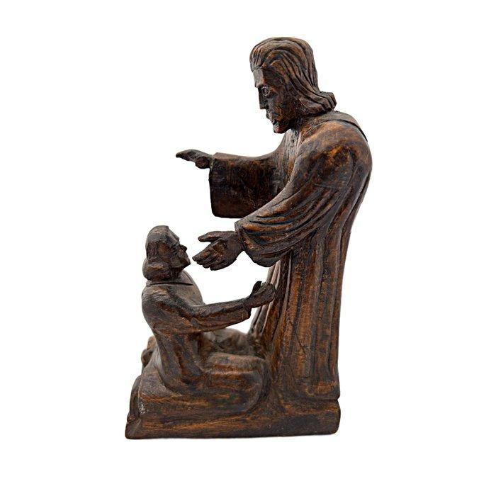Beeld, Abraham met Isaac - 20 cm - Hout, Antiek en Kunst, Kunst | Niet-Westerse kunst