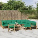vidaXL 12-delige Loungeset met kussens bamboe groen, Verzenden, Nieuw, Hout, Loungeset