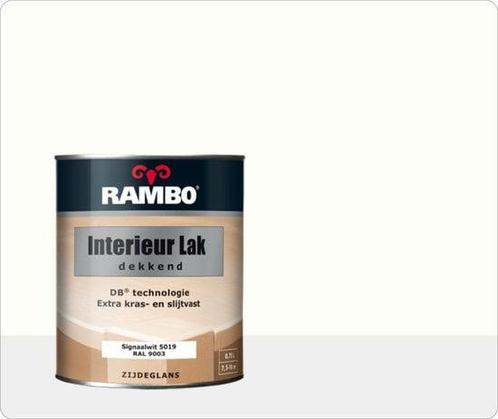RAMBO INTERIEUR - DEKKEND ZIJDEGLANS - Signaalwit RAL 900..., Doe-het-zelf en Verbouw, Verf, Beits en Lak, Lak, Wit, Nieuw, Minder dan 5 liter