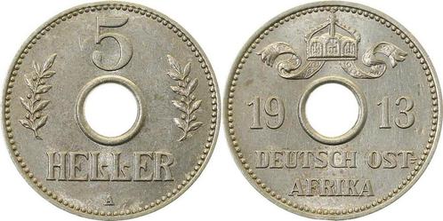 Deutsch Ostafrika 5 Heller Lochgeld 1913a Jn 718 Doa, Postzegels en Munten, Munten | Europa | Niet-Euromunten, Verzenden