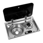 Spoelbak fornuis combinatie 1-pits RVS met afdekplaat, Caravans en Kamperen, Ophalen of Verzenden, Nieuw