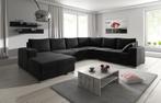 Hoekbank Adel - Zwart - Velvet - Links Met lounge | Meubella, Nieuw, 300 cm of meer, 150 cm of meer, Vierpersoons of meer