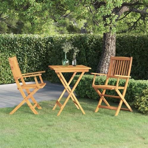vidaXL 3-delige Tuinset inklapbaar massief acaciahout, Tuin en Terras, Tuinsets en Loungesets, Tuinset, Nieuw, 2 zitplaatsen, Hardhout