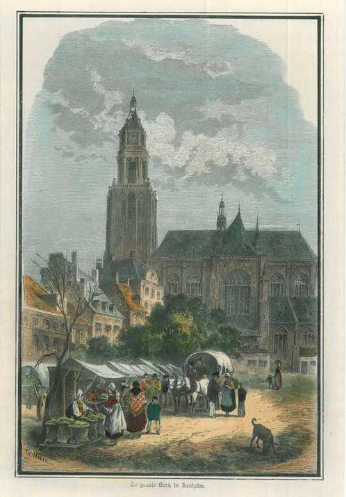 Zicht op Arnhem, Antiek en Kunst, Kunst | Etsen en Gravures