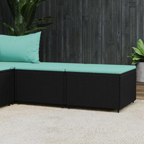 vidaXL Voetensteunen 2 st met kussens poly rattan zwart, Tuin en Terras, Tuinsets en Loungesets, Nieuw, Rotan, Verzenden