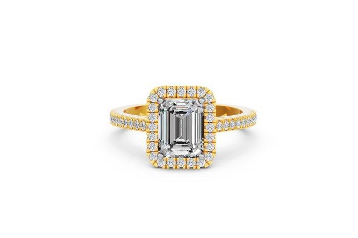 Ring - 14 karaat Geel goud - 2.46ct. tw. Diamant (Lab-grown), Sieraden, Tassen en Uiterlijk, Ringen