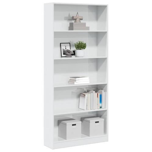 vidaXL Boekenkast 80x24x176 cm bewerkt hout hoogglans wit, Huis en Inrichting, Kasten | Boekenkasten, Nieuw, Overige houtsoorten