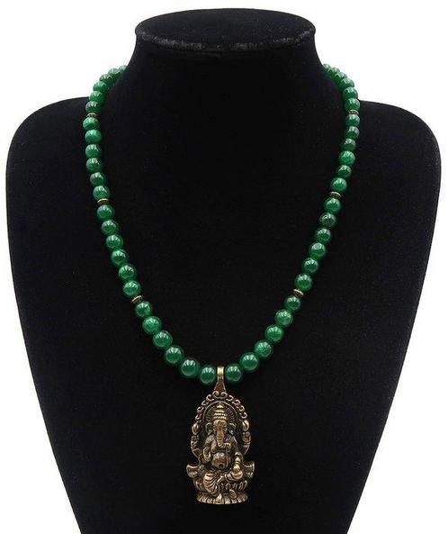 Smaragd - Ketting - Ganesha - Wijsheid, geluk en voorspoed -, Antiek en Kunst, Antiek | Boeken en Bijbels