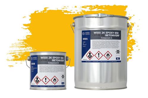 Wixx 2K Epoxy 650 Extreme Betoncoating RAL 1023 |, Doe-het-zelf en Verbouw, Verf, Beits en Lak, Verf, Nieuw, 5 tot 10 liter, Verzenden