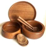 Schaal - Hout - Set houten schalen plus slacouvert en, Antiek en Kunst