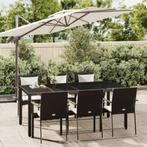 vidaXL 7-delige Tuinset met kussens poly rattan zwart, Tuin en Terras, Tuinsets en Loungesets, 6 zitplaatsen, Nieuw, Tuinset, Verzenden