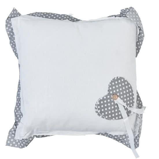 HD Collection Hart Gestippeld - Sierkussen - 42x42 cm - Wit, Huis en Inrichting, Woonaccessoires | Kussens, Verzenden