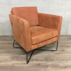 Leren fauteuil met kruisframe - oranje leer - Echt leer, Mod, Nieuw, Ophalen of Verzenden, Industrieel, 50 tot 75 cm