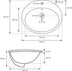 Wastafel ovaal 57x19,5x48,5 cm wit keramiek ML-Design, Doe-het-zelf en Verbouw, Sanitair, Verzenden, Zo goed als nieuw