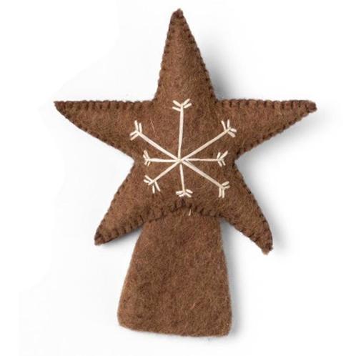 Piek Vilt - Gingerbread Ster Geborduurde Sneeuwvlok - 16x12c, Diversen, Kerst, Nieuw, Ophalen of Verzenden