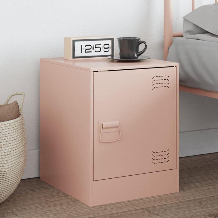 vidaXL Nachtkastje 34,5x39x44 cm staal roze, Huis en Inrichting, Slaapkamer | Nachtkastjes, Nieuw, Metaal of Aluminium, Verzenden
