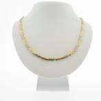 Bicolor gouden schakelcollier; Gematteerd | 46 cm (witgoud), Ophalen of Verzenden, Gebruikt, Overige kleuren, Goud