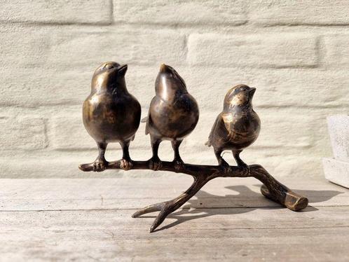Beeldje - 3 birds on a twig - Brons, Antiek en Kunst, Curiosa en Brocante
