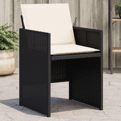 vidaXL Tuinstoelen 4 st met kussens poly rattan zwart, Tuin en Terras, Tuinstoelen, Nieuw, Rotan, Verzenden