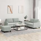 vidaXL 3-delige Loungeset met kussens fluweel lichtgrijs, Huis en Inrichting, Verzenden, Nieuw, Vierpersoons of meer, Stof
