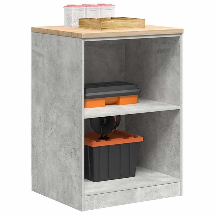 vidaXL Garagekast 60x51x85 cm massief grenenhout betongrijs, Huis en Inrichting, Kasten | Stellingkasten, Nieuw, Verzenden