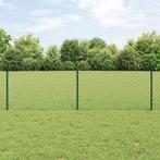 vidaXL Ketenlink hek met 22 U-palen Groen 0.6x25 m Staal, Verzenden, Nieuw, IJzer