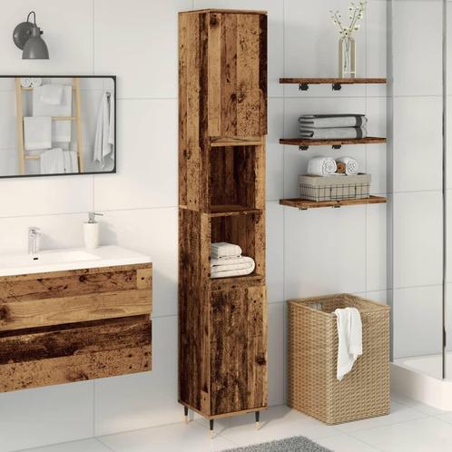 vidaXL Badkamerkast 30x30x190 cm bewerkt hout oud, Huis en Inrichting, Badkamer | Badkamermeubels, Nieuw, 150 tot 200 cm, Verzenden