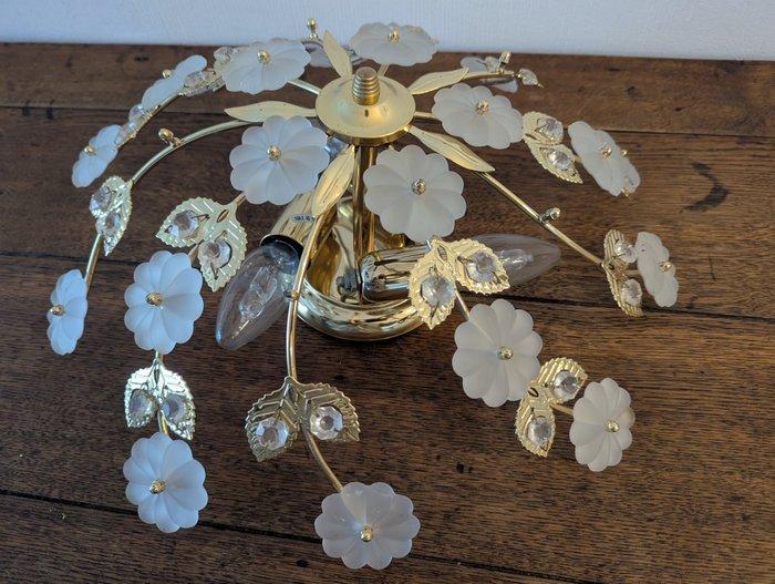 Plafondlamp - Messing, Glas - stijl Hollywood Regency, Antiek en Kunst, Curiosa en Brocante