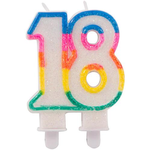 Kaars 18 Jaar Glitter 9cm, Hobby en Vrije tijd, Feestartikelen, Nieuw, Verzenden