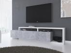 TV Meubel - Beton met wit - 219x45x52 cm - TV kast met lade, Huis en Inrichting, Kasten | Televisiemeubels, Nieuw, Overige materialen