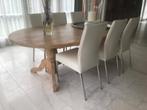Set van 6 leren eetkamerstoelen - wit leer, Huis en Inrichting, Stoelen, Overige kleuren, Nieuw, Leer, Ophalen of Verzenden