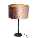 Tafellamp zwart met velours kap krokodil dessin 35cm - Parte, Nieuw, Overige materialen, Klassiek / Antiek, 50 tot 75 cm