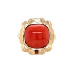 Gouden vintage ring met bloedkoraal 14 krt, Sieraden, Tassen en Uiterlijk, Ringen, Ophalen of Verzenden, Nieuw