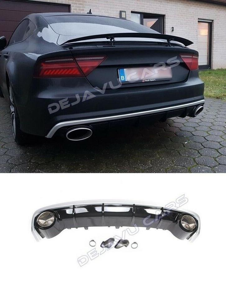 RS7 Look Diffuser + Uitlaat sierstukken voor Audi A7 4G, Auto diversen, Tuning en Styling, Ophalen of Verzenden