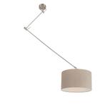Hanglamp staal met kap 35 cm lichtbruin verstelbaar - Blitz, Nieuw, Overige materialen, Modern, 75 cm of meer