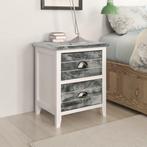 vidaXL Nachtkastje 38x28x45 cm paulowniahout grijs en wit, Huis en Inrichting, Minder dan 45 cm, Verzenden, Nieuw, Minder dan 55 cm