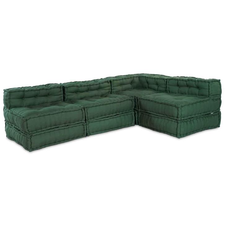 vidaXL Modulaire bank 4 pcs Groen 70 x 70 x 56 cm Stof, Huis en Inrichting, Woonaccessoires | Kussens, Groen, Nieuw, Verzenden