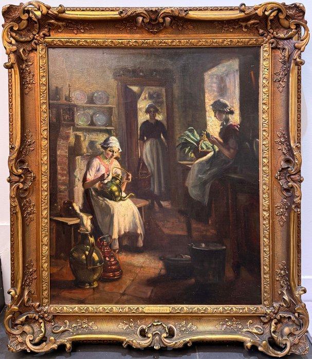 Max Silbert (1871-1940) - Jeunes Femmes dans un Intérieur, Antiek en Kunst, Kunst | Schilderijen | Klassiek