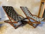 Klapstoel - Teak - Twee Vintage Teak Houten Ligstoelen