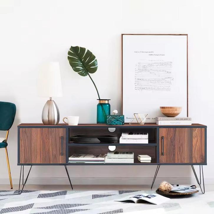 Nieuw Design TV-Meubel – Retro Stijl met Walnoot Lowboard, Huis en Inrichting, Kasten | Televisiemeubels, Nieuw, Verzenden