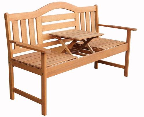 Tuinbank Nevada met verstelbaar tafeltje 150 cm - Naturel, Tuin en Terras, Tuinbanken, Nieuw, Ophalen of Verzenden