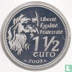 Frankrijk 1½ euro 2003 (PROOF) 500th Anniversary of Mona.., Postzegels en Munten, Verzenden, Goud, Overige waardes, Frankrijk