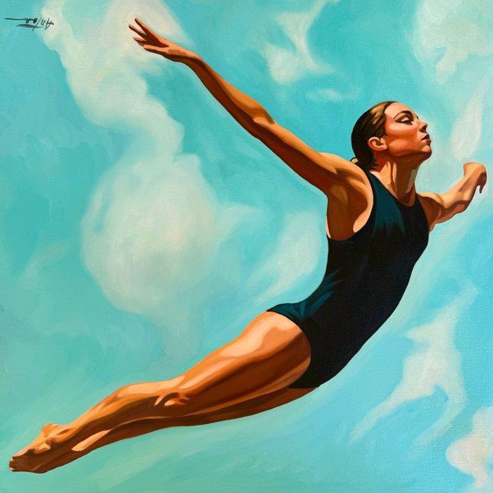 Laura Anton - Plongeuse, Antiek en Kunst, Kunst | Schilderijen | Modern