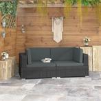 vidaXL Hoekbanken 2 st met kussens poly rattan zwart, Verzenden, Nieuw, Rotan
